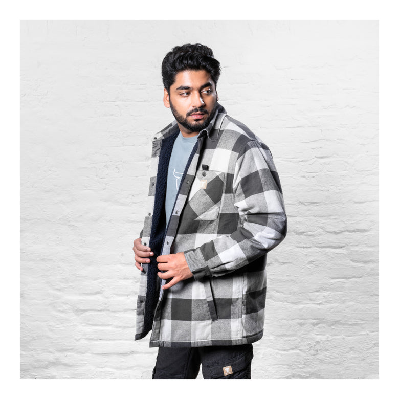 STIER Heavy Lumber Jacket bci cotton L buffalo plaid grey