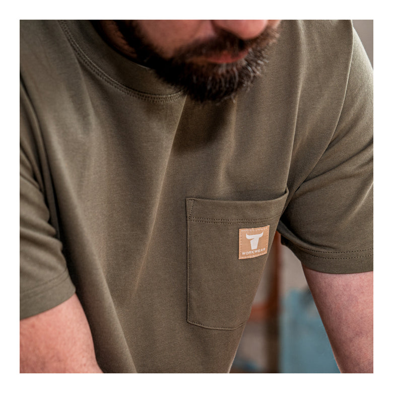 STIER Heavy Tee Pocket organic cotton M Olive
