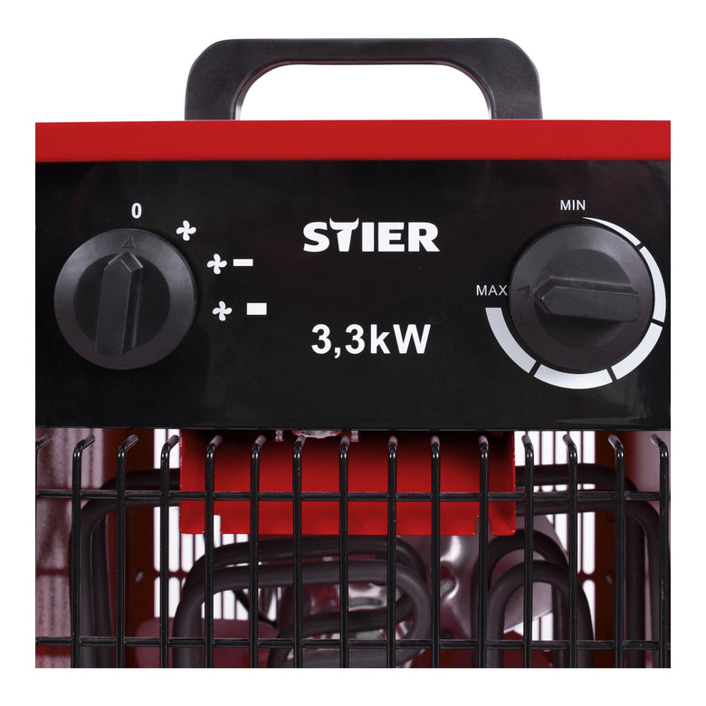 STIER Heizlüfter elektrisch Überlastschutz Heizleistung von 3300 W Bauheizer mit
