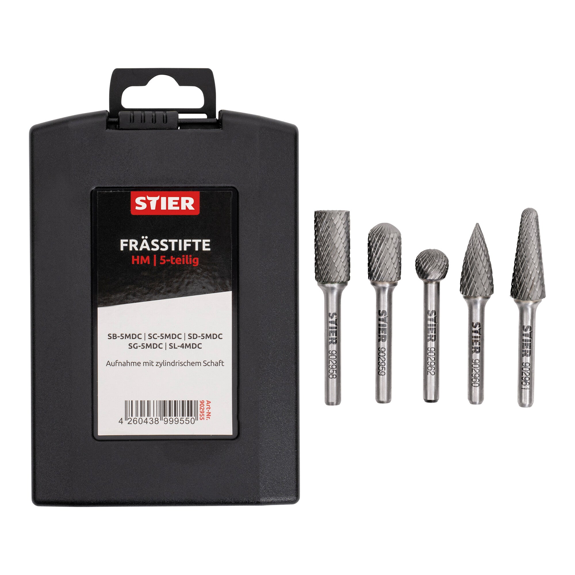 STIER Frässtifte-Set 5-tlg | 10-tlg Schaftfräser Hartmetall Stiftfräser