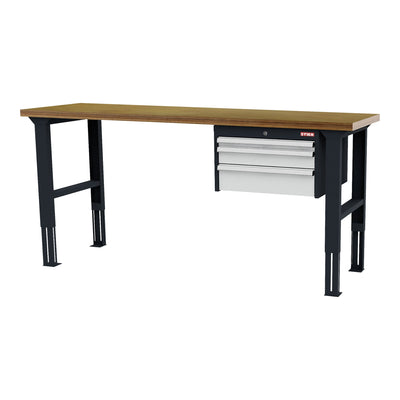 STIER height-adjustable workbench with 1x50 1x100 1x150 mm drawers WxDxH