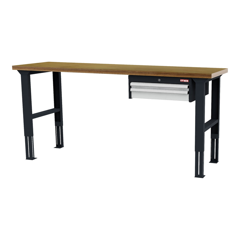 STIER Height-adjustable workbench with 1x50 1x100 mm drawers WxDxH