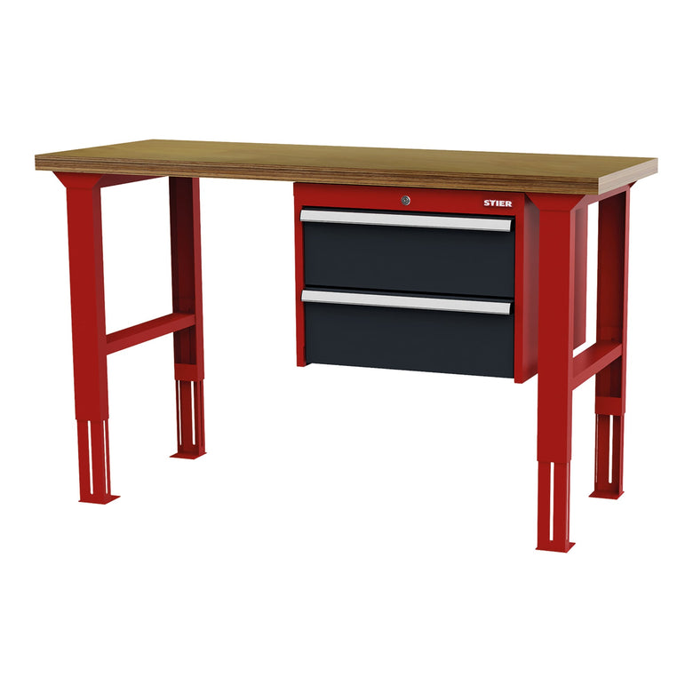 STIER height-adjustable workbench with 2x200 mm drawers WxDxH 1500x600x760-1060