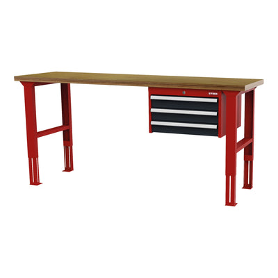 STIER Höhenverstellbare Werkbank mit 3x100 mm Schubladen BxTxH 1500x600x760-1060
