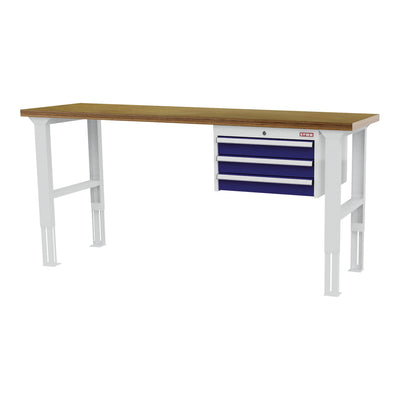 STIER Höhenverstellbare Werkbank mit 3x100 mm Schubladen BxTxH 1500x600x760-1060