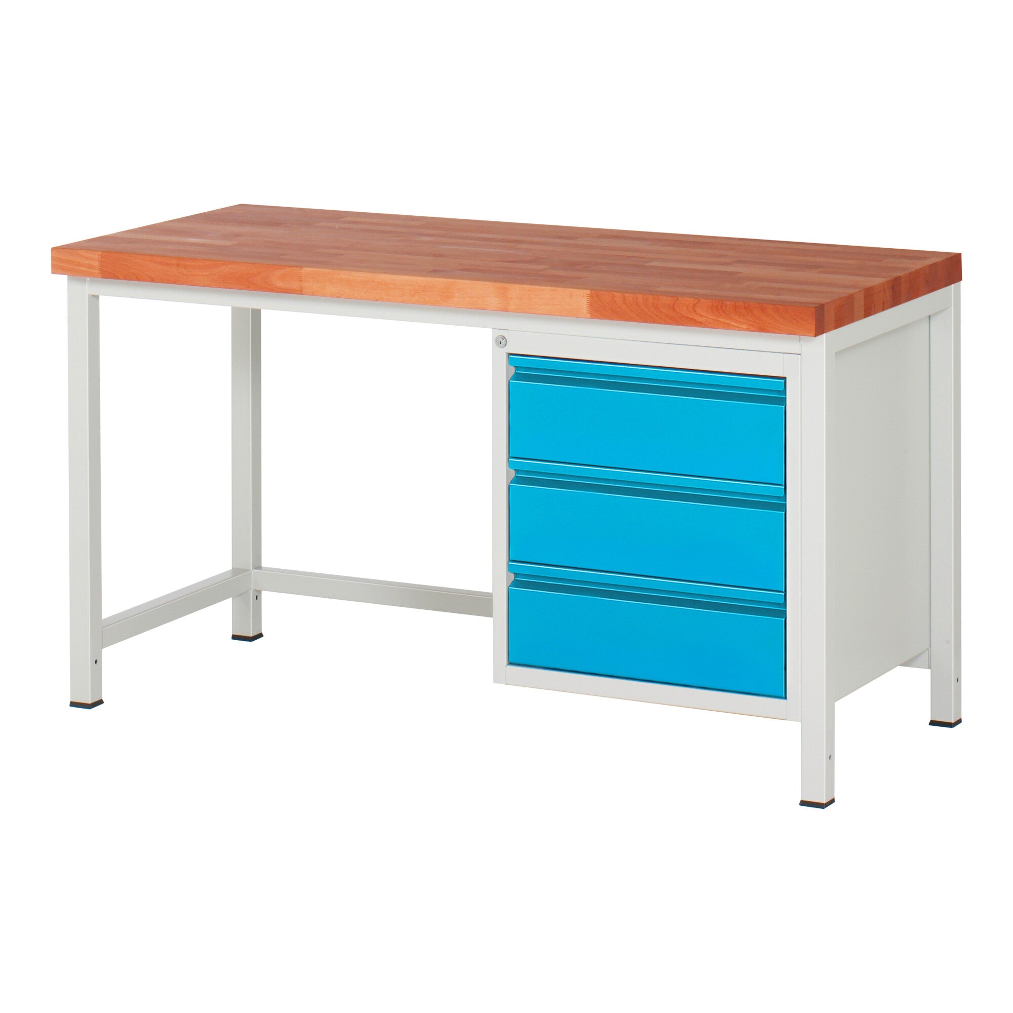 STIER Height-adjustable workbench Premium with 1 drawer WxDxH 1500x700x840-1040mm RAL 7035 / RAL 5012