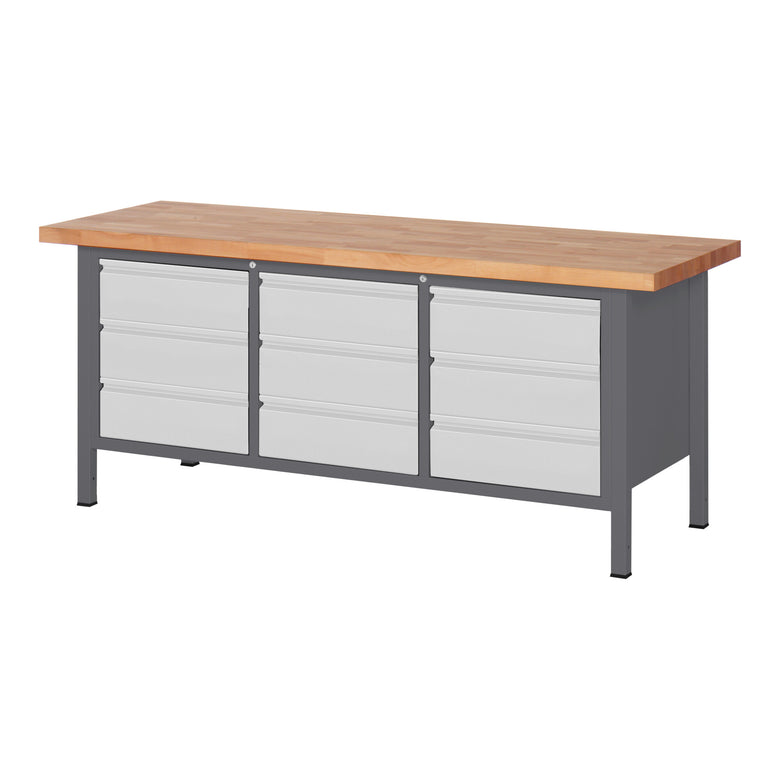 STIER Height-adjustable workbench Premium with 9 drawers WxDxH