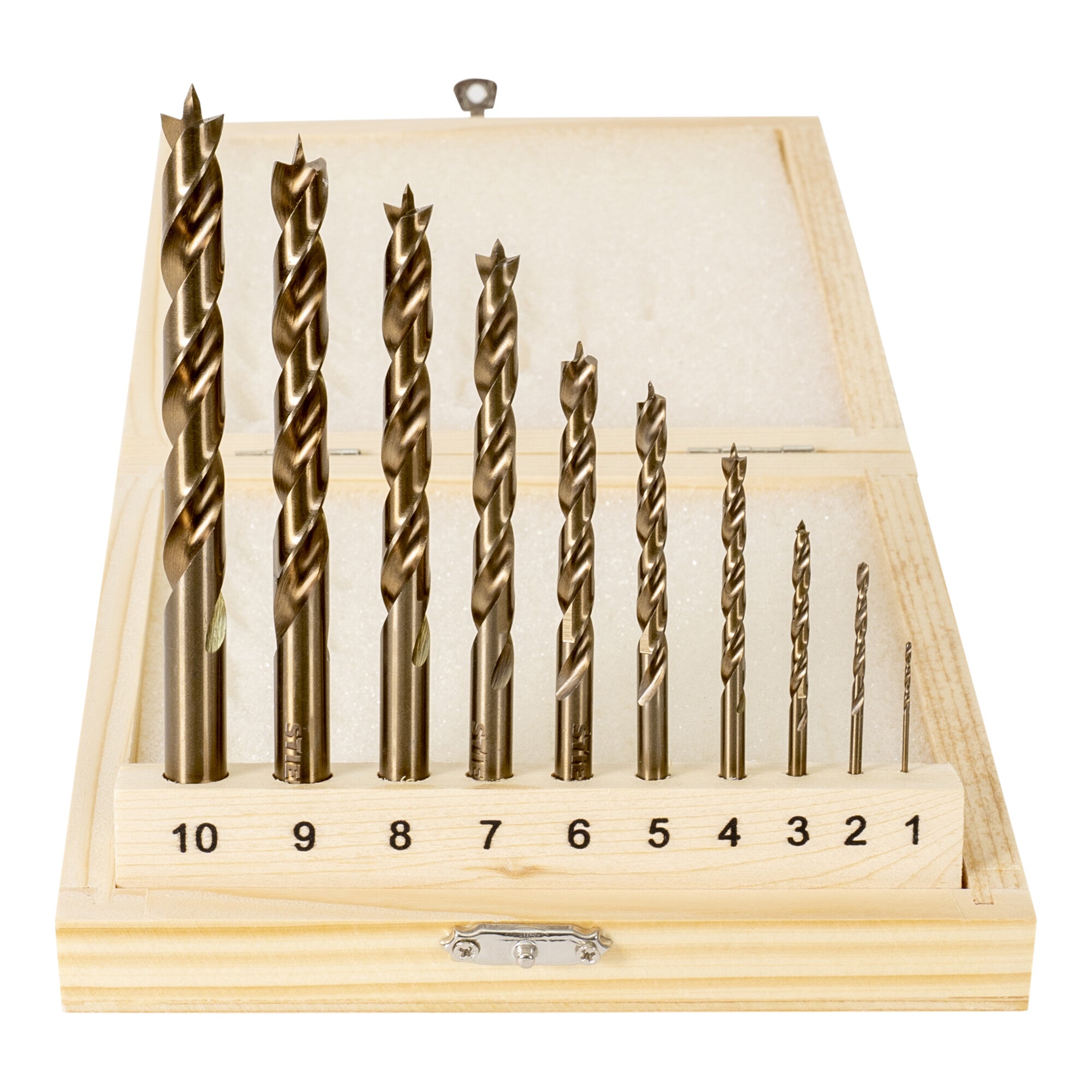 STIER wood drill set HSS Cobalt 10-piece All sizes from 1 to 10 mm High Speed