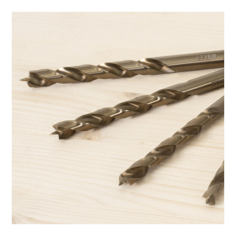 STIER wood drill set HSS Cobalt 10-piece All sizes from 1 to 10 mm High Speed