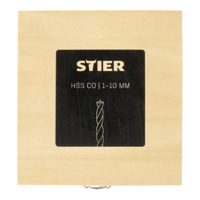 STIER wood drill set HSS Cobalt 10-piece All sizes from 1 to 10 mm High Speed