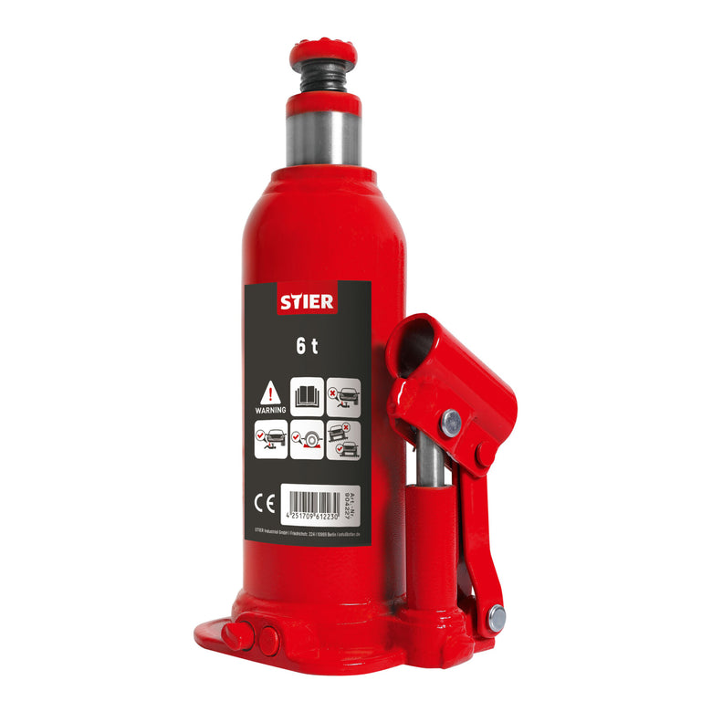 STIER Hydraulik Flaschen-Wagenheber 2 bis 6 Tonnen Hubhöhe 116 bis 127 mm