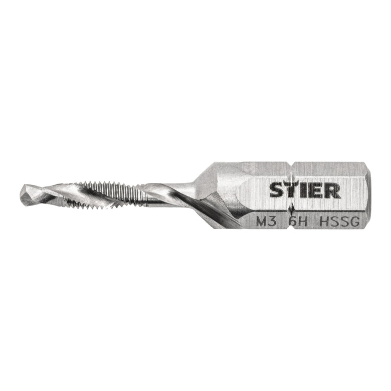 STIER combination tap bit M3 to M10 DIN 3126 HSS-G 1/4" hexagon