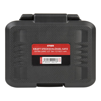 STIER power socket wrench set professional extra long sockets 130 mm 1/2" SW 17/19/21