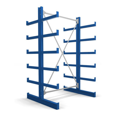 STIER Kragarmregal doppelseitig 1 Feld mit 5 Ebenen 1300x2000x500mm enzianblau