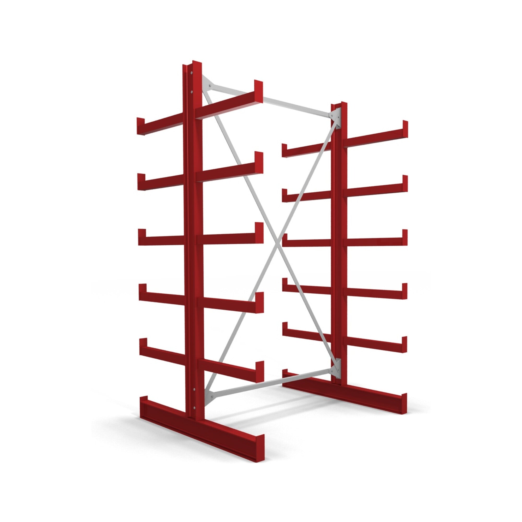STIER Kragarmregal doppelseitig 1 Feld mit 5 Ebenen 1300x2000x500mm feuerrot