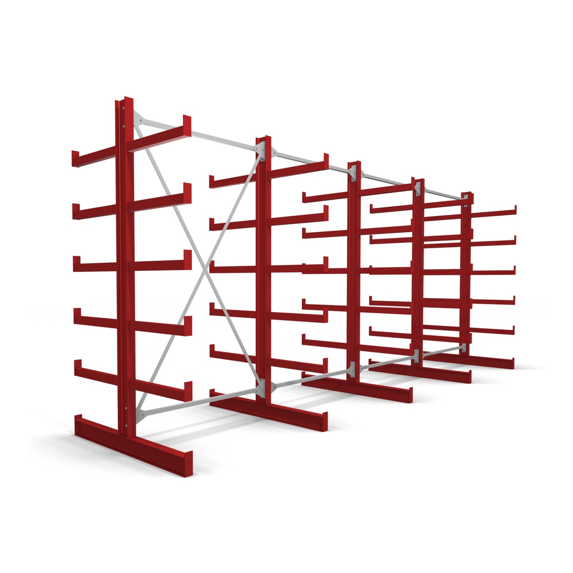 STIER Kragarmregal doppelseitig 1 Feld mit 5 Ebenen 1300x2000x500mm feuerrot