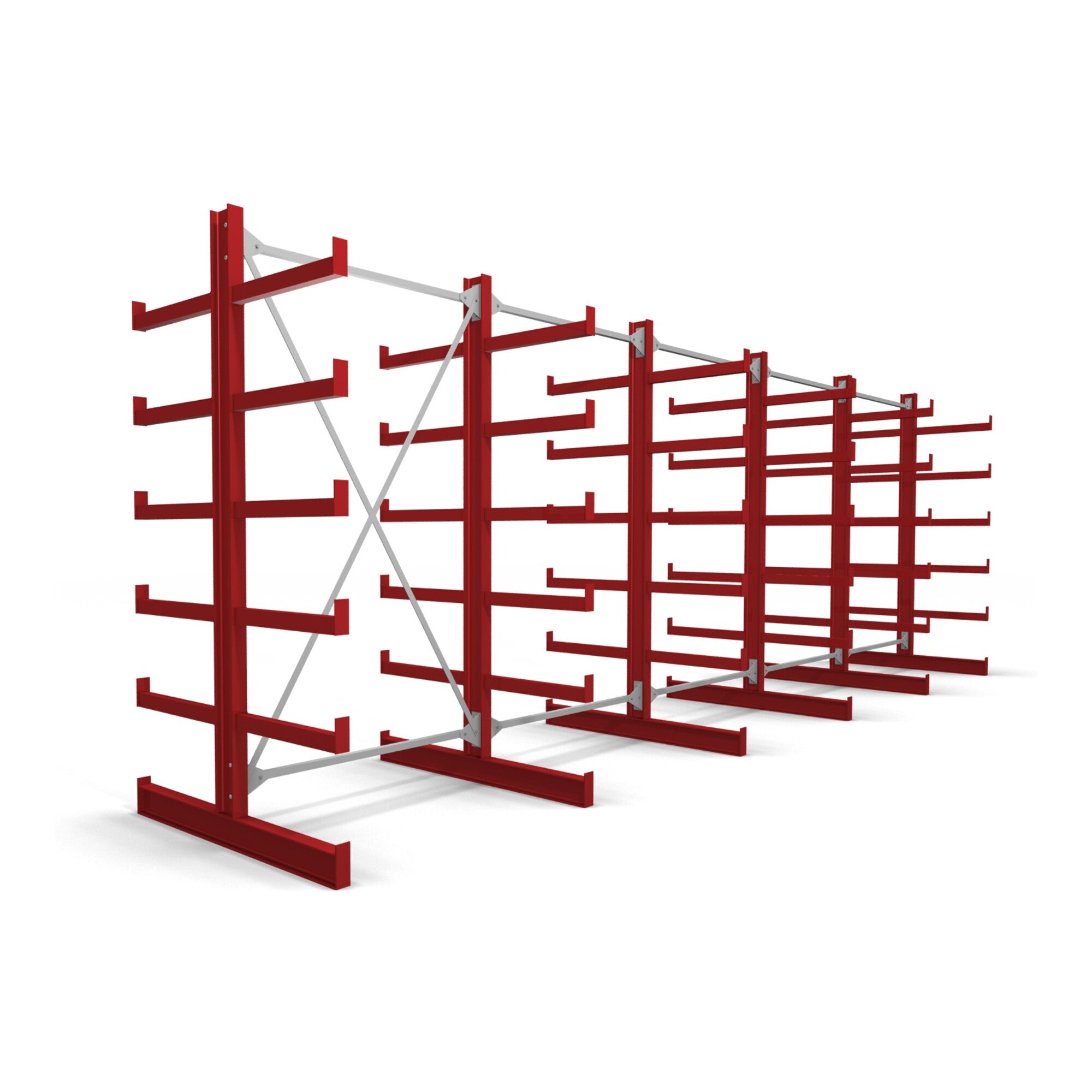 STIER Kragarmregal doppelseitig 1 Feld mit 5 Ebenen 1300x2000x500mm feuerrot