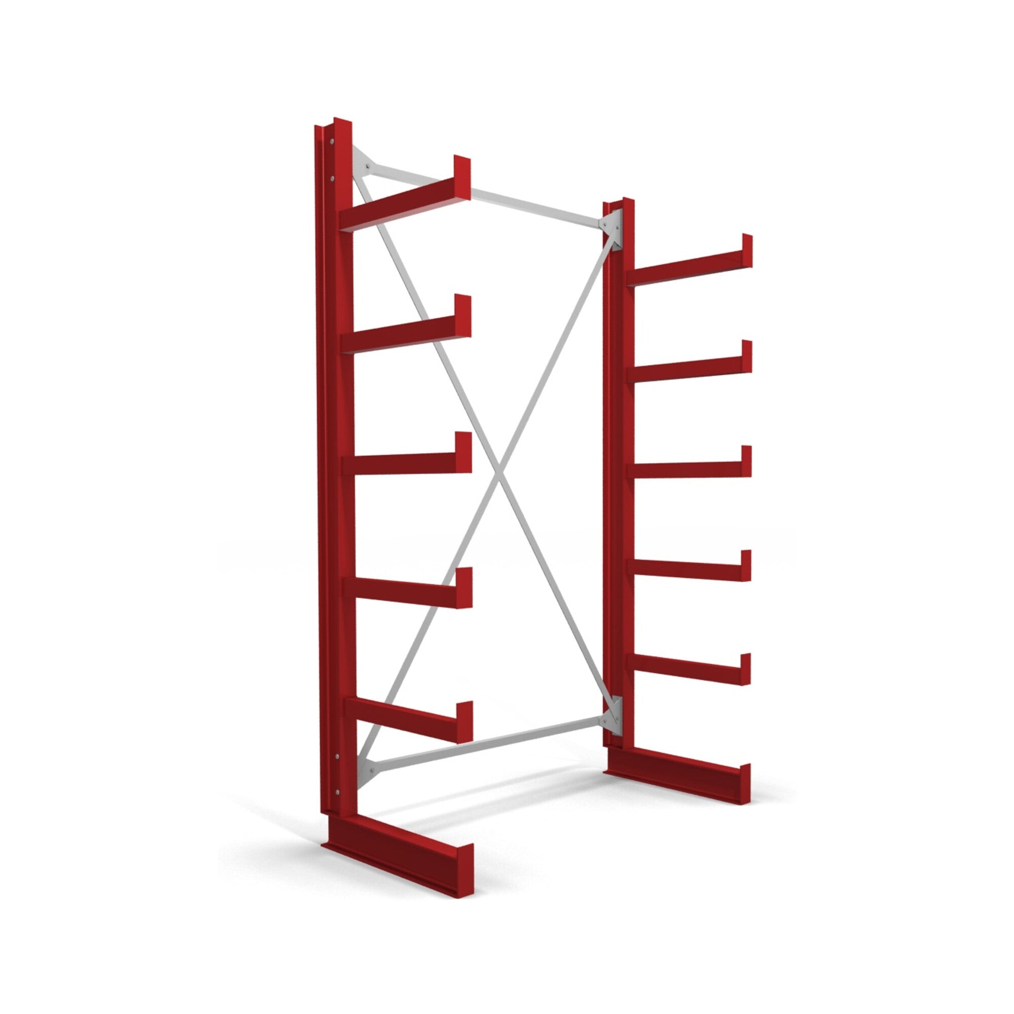 STIER cantilever rack one-sided 1 bay with 5 levels 1300x2000x500mm fire red