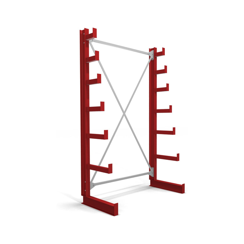 STIER Kragarmregal einseitig 1 Feld mit 6 absteigenden Ebenen 1300x2000x500mm feuerrot
