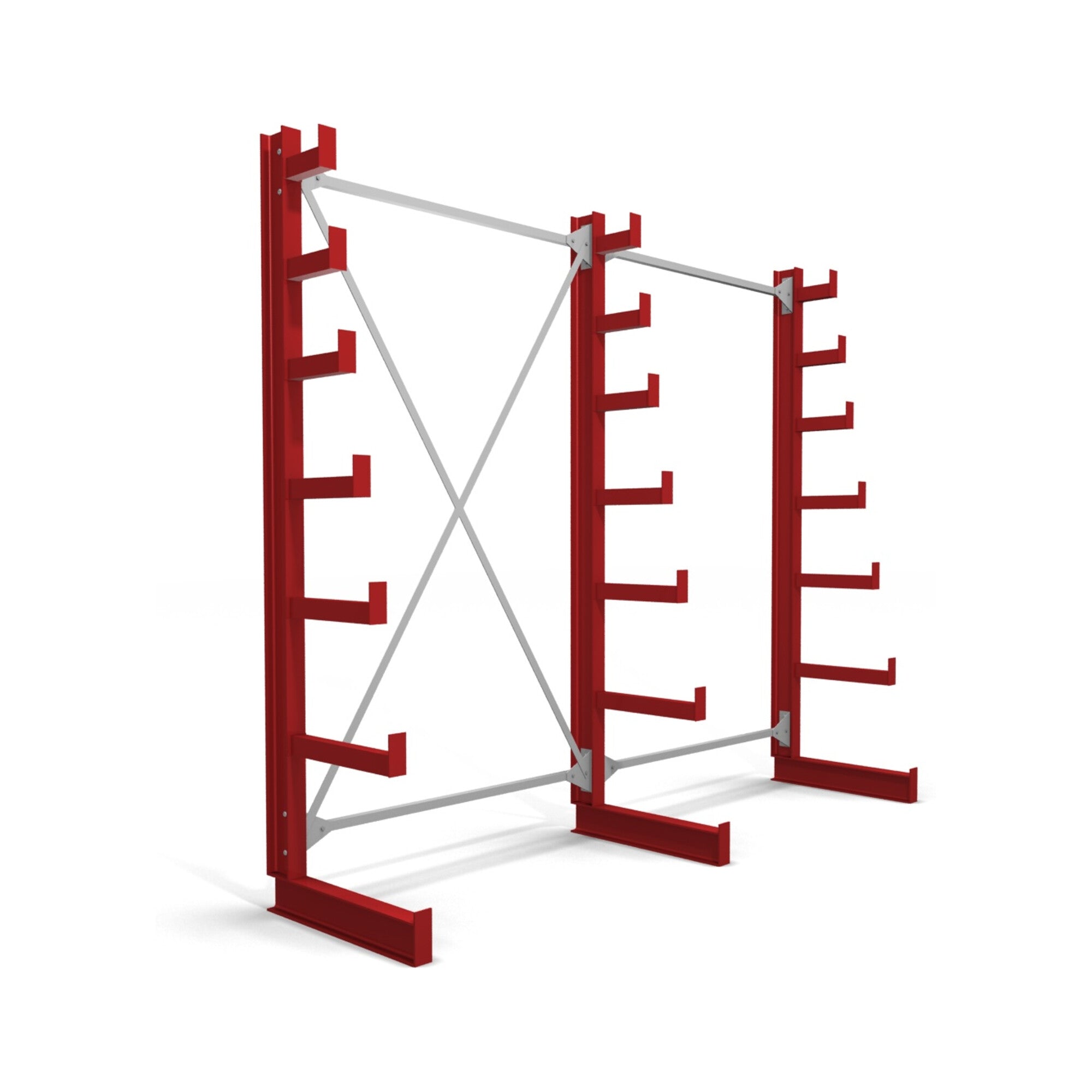 STIER Kragarmregal einseitig 1 Feld mit 6 absteigenden Ebenen 1300x2000x500mm feuerrot