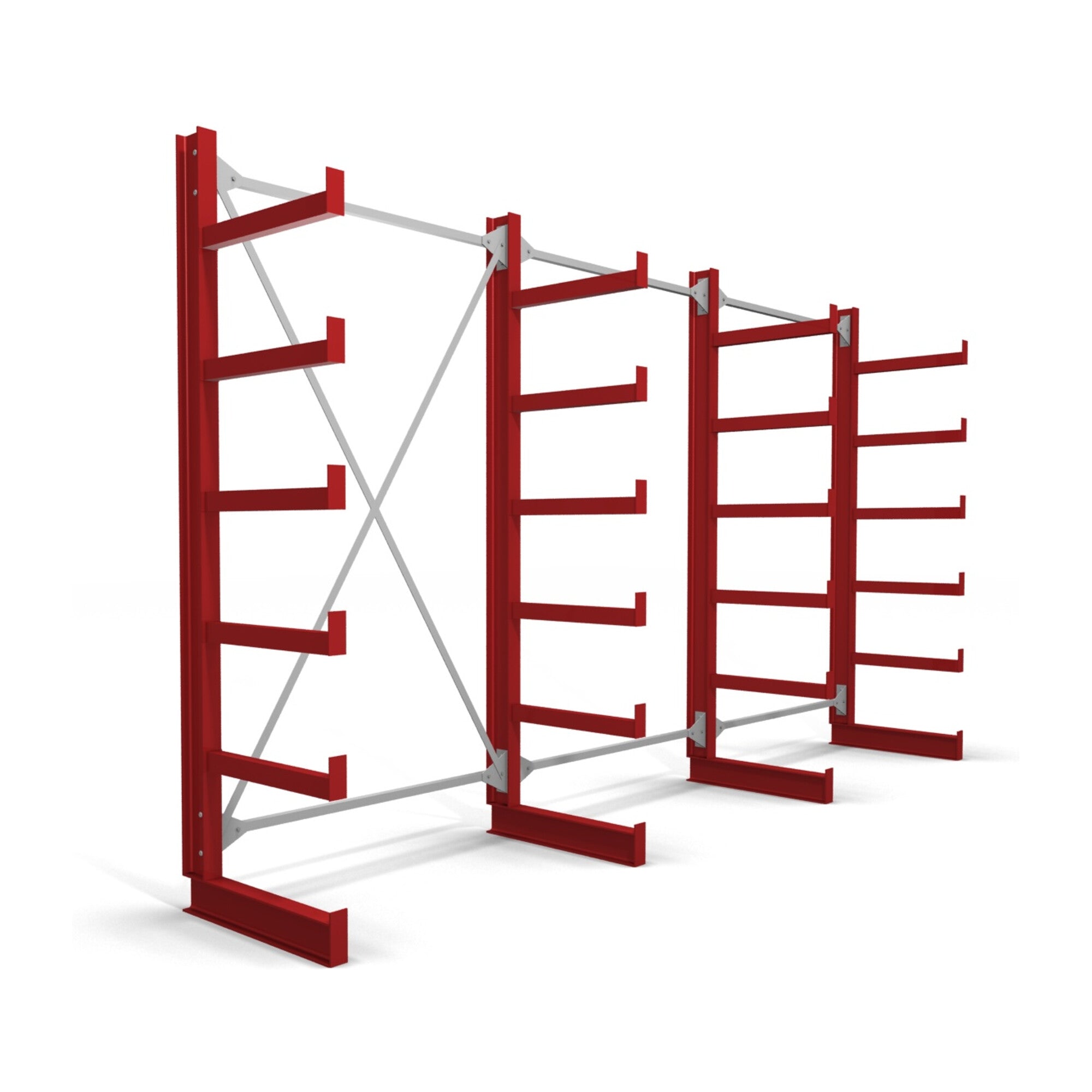 STIER cantilever rack one-sided 1 bay with 5 levels 1300x2000x500mm fire red