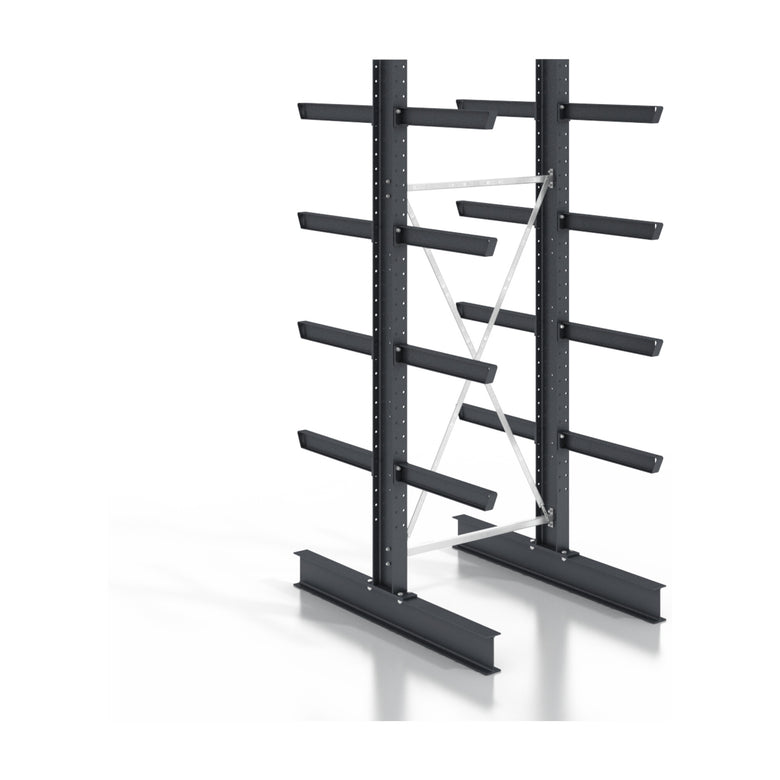 STIER cantilever rack, screwable, double-sided, 1 bay with 4 levels, 1280x3150x800mm