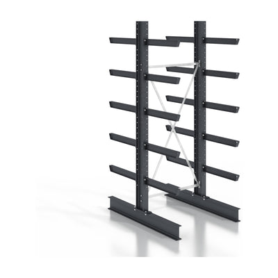 STIER Kragarmregal schraubbar doppelseitig 1 Feld mit 5 Ebenen 1280x3130x400mm