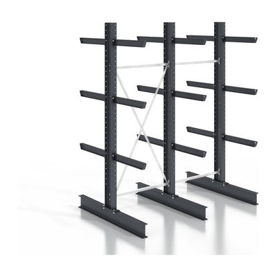 STIER cantilever rack, screwable, double-sided, 2 bays with 3 levels, 2560x2550x800mm
