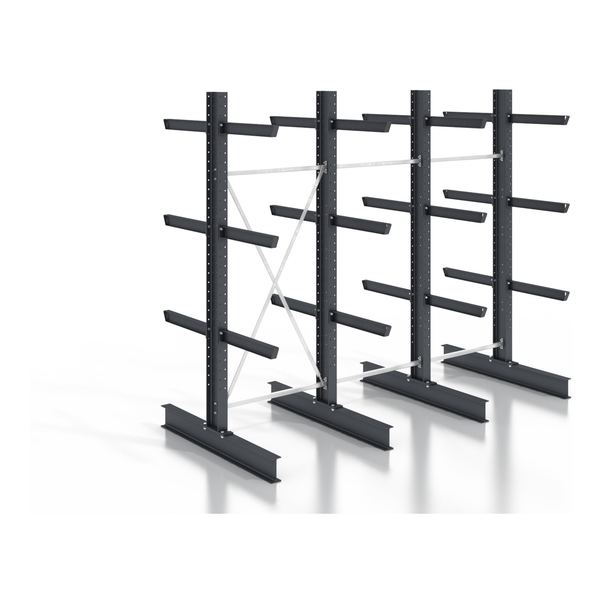 STIER cantilever rack, screwable, double-sided, 3 bays with 3 levels, 3840x2530x400mm