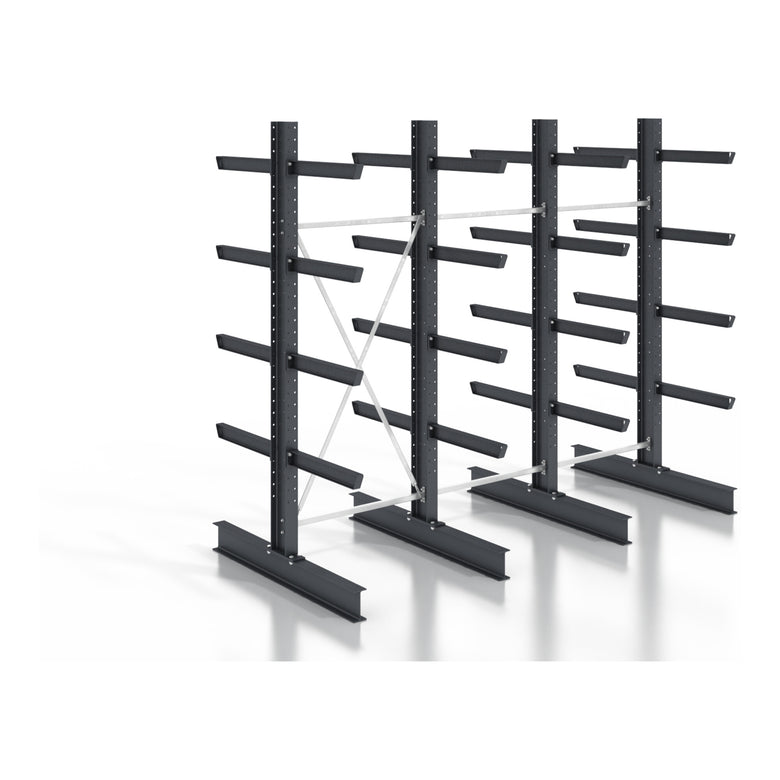 STIER cantilever rack, screwable, double-sided, 3 bays with 4 levels, 3840x3130x400mm
