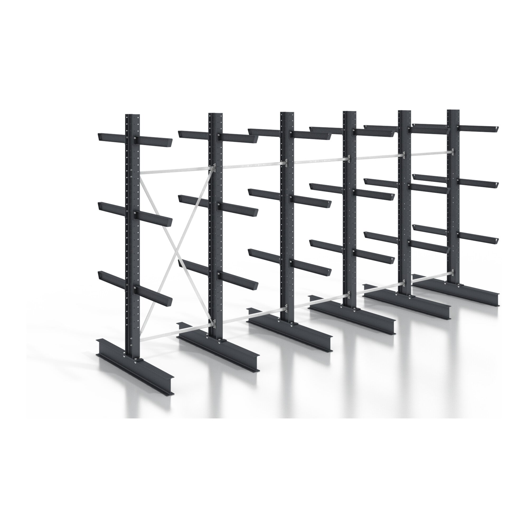 STIER cantilever rack, screwable, double-sided, 5 bays with 3 levels, 6400x2550x800mm