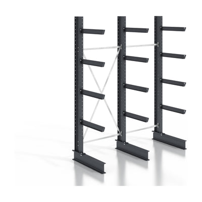 STIER cantilever rack, screwable, one-sided, 2 bays with 4 levels, 2560x3130x400mm