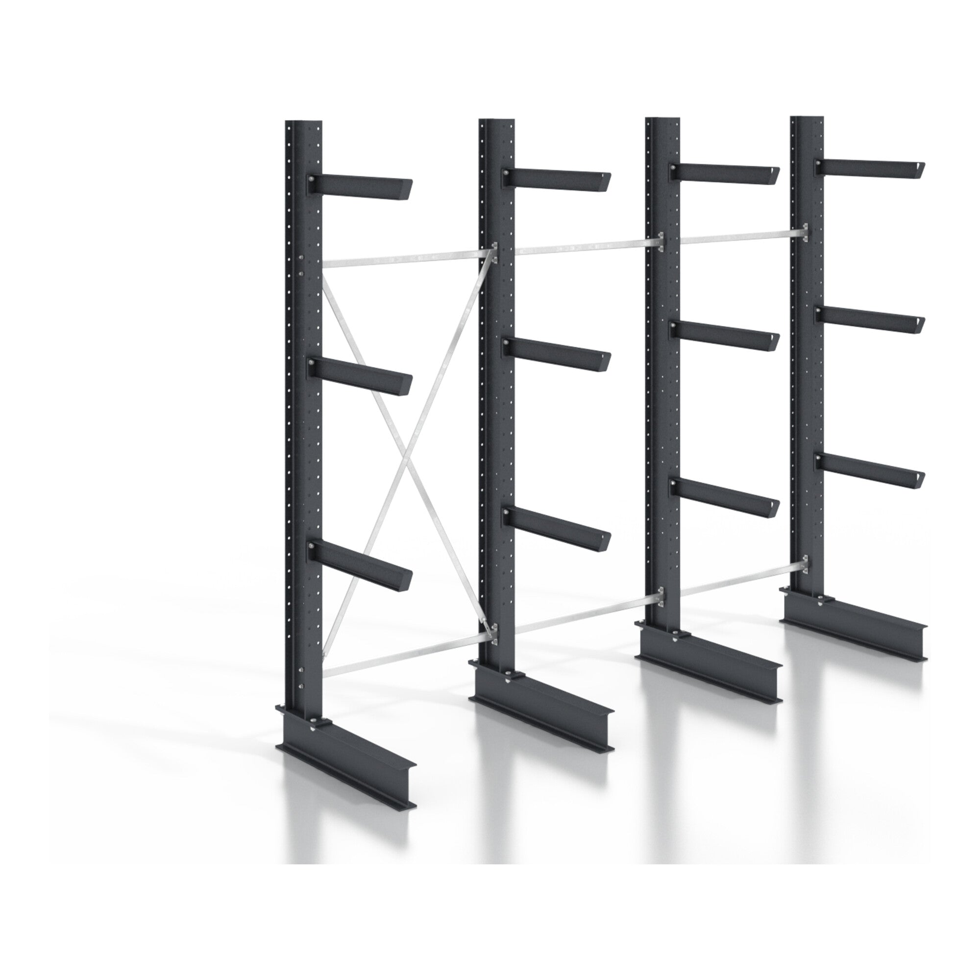 STIER cantilever rack, screwable, one-sided, 3 bays with 3 levels, 3840x2530x400mm