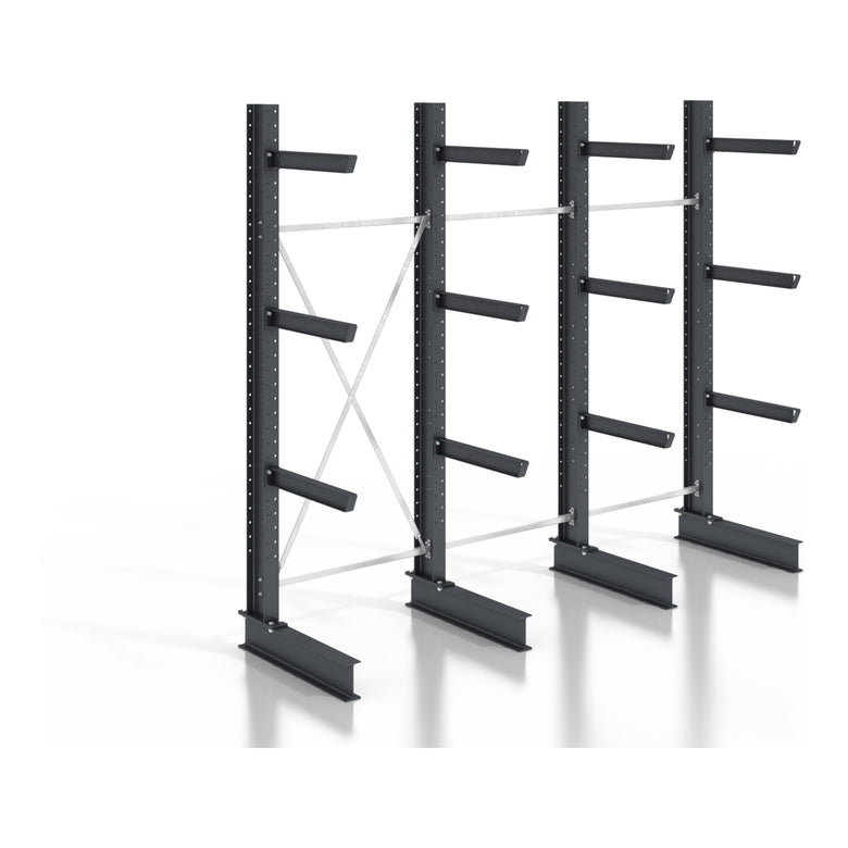 STIER cantilever rack, screwable, one-sided, 3 bays with 3 levels, 3840x2530x400mm