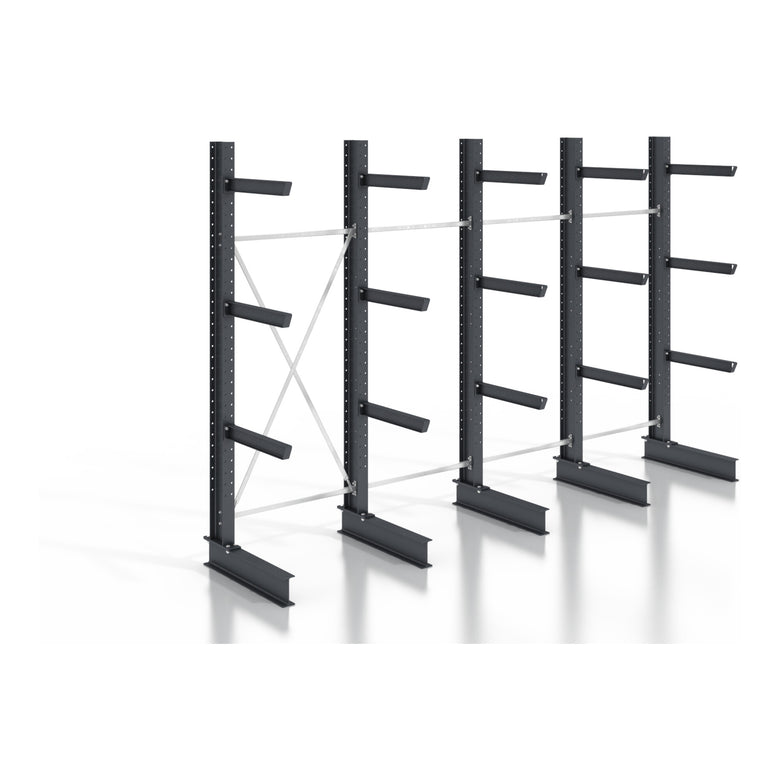 STIER cantilever rack, screwable, one-sided, 4 bays with 3 levels, 5120x2550x800mm