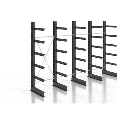 STIER cantilever rack, screwable, one-sided, 4 bays with 5 levels, 5120x2550x800mm