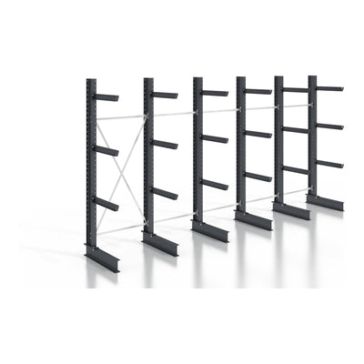 STIER cantilever rack, screwable, one-sided, 5 bays with 3 levels, 6400x2530x400mm