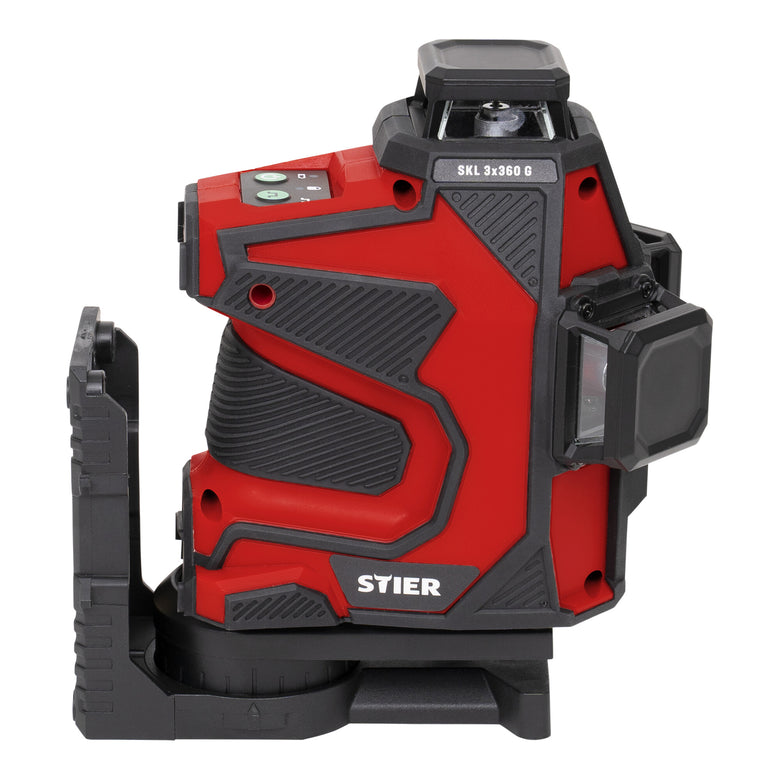 STIER cross line laser SKL 3x360°, 520nm, green, 1/4" and 5/8" thread in case