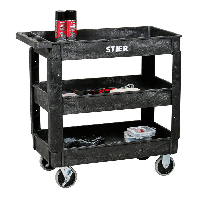 STIER plastic multi-purpose trolley with 2 or 3 levels, multi-purpose trolley up to 250 kg