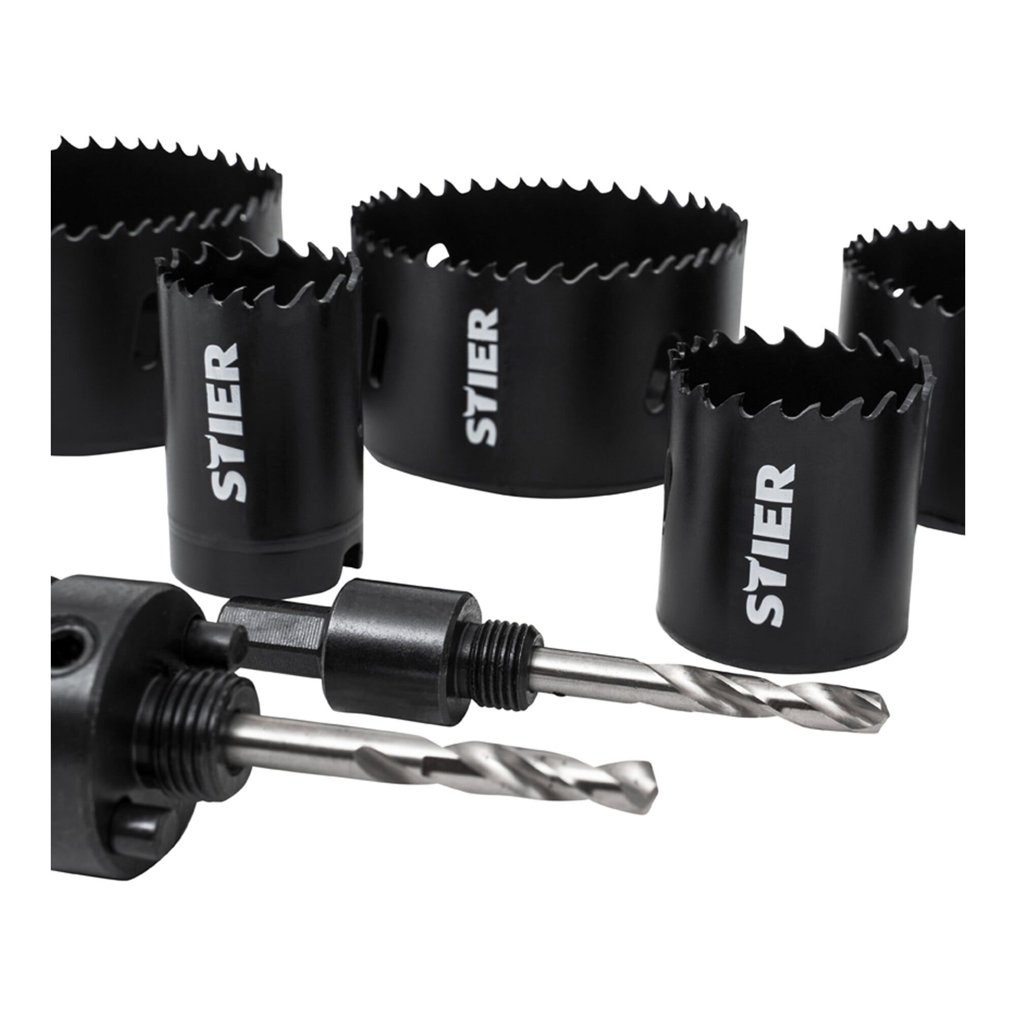 STIER hole saw electrician set HSS-Co8 bimetal 32 40 54 60 68 11-piece 25 76 86