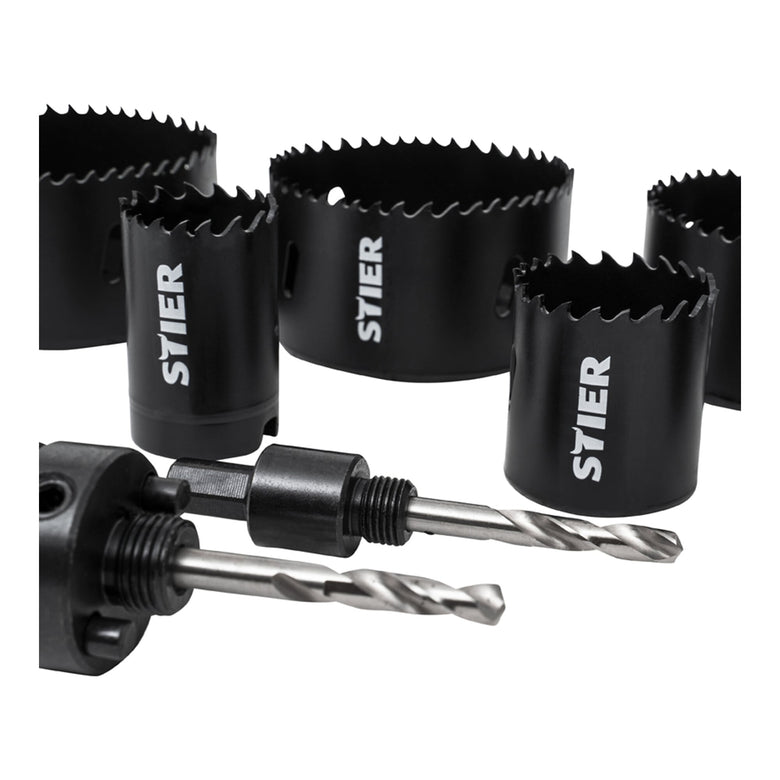 STIER hole saw electrician set HSS-Co8 bimetal 32 40 54 60 68 11-piece 25 76 86