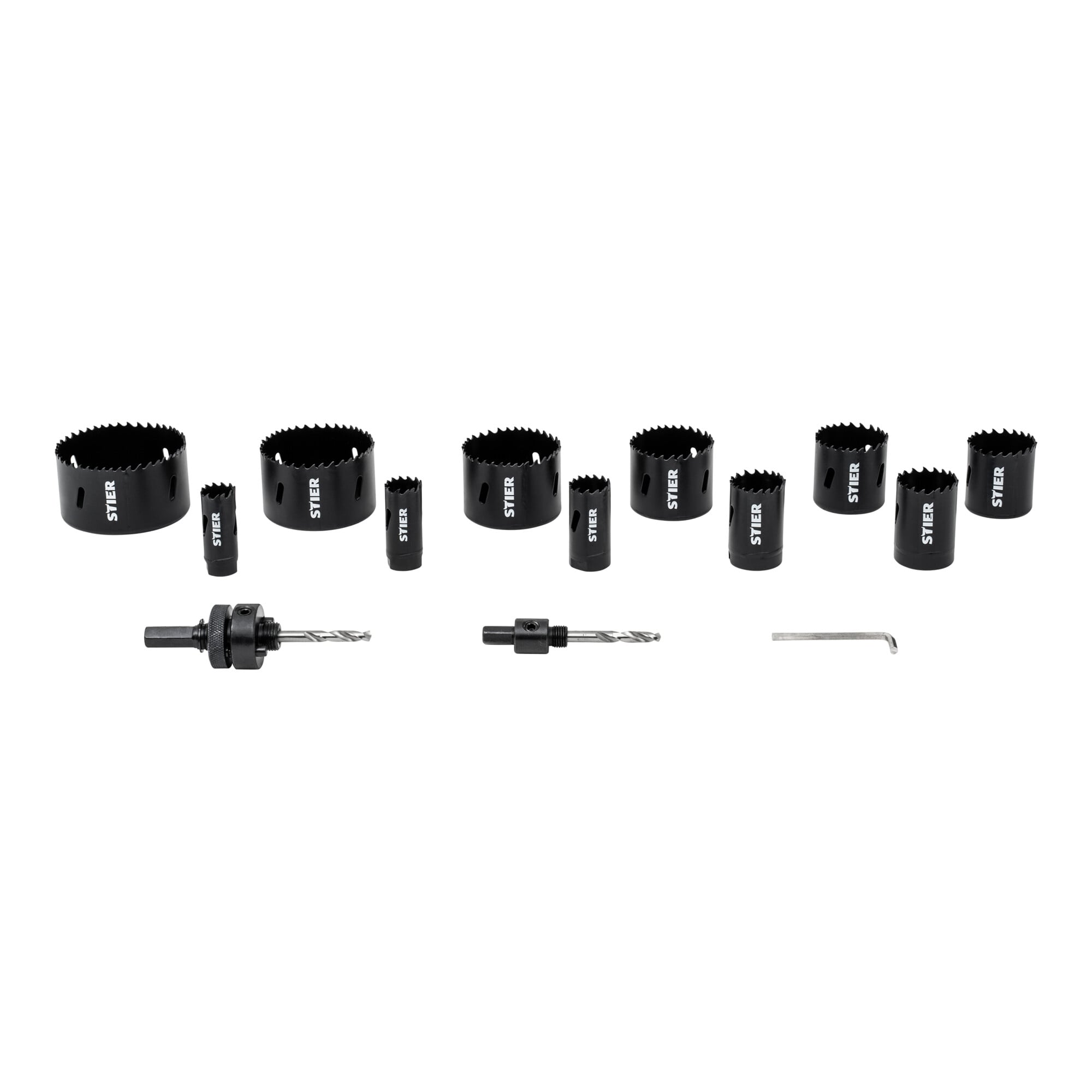 STIER Lochsägen-Set HSS-Co8 Bimetall 22 25 32 35 40 44 51 60 14-teilig 20 68 76