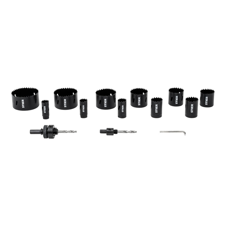STIER Lochsägen-Set HSS-Co8 Bimetall 22 25 32 35 40 44 51 60 14-teilig 20 68 76