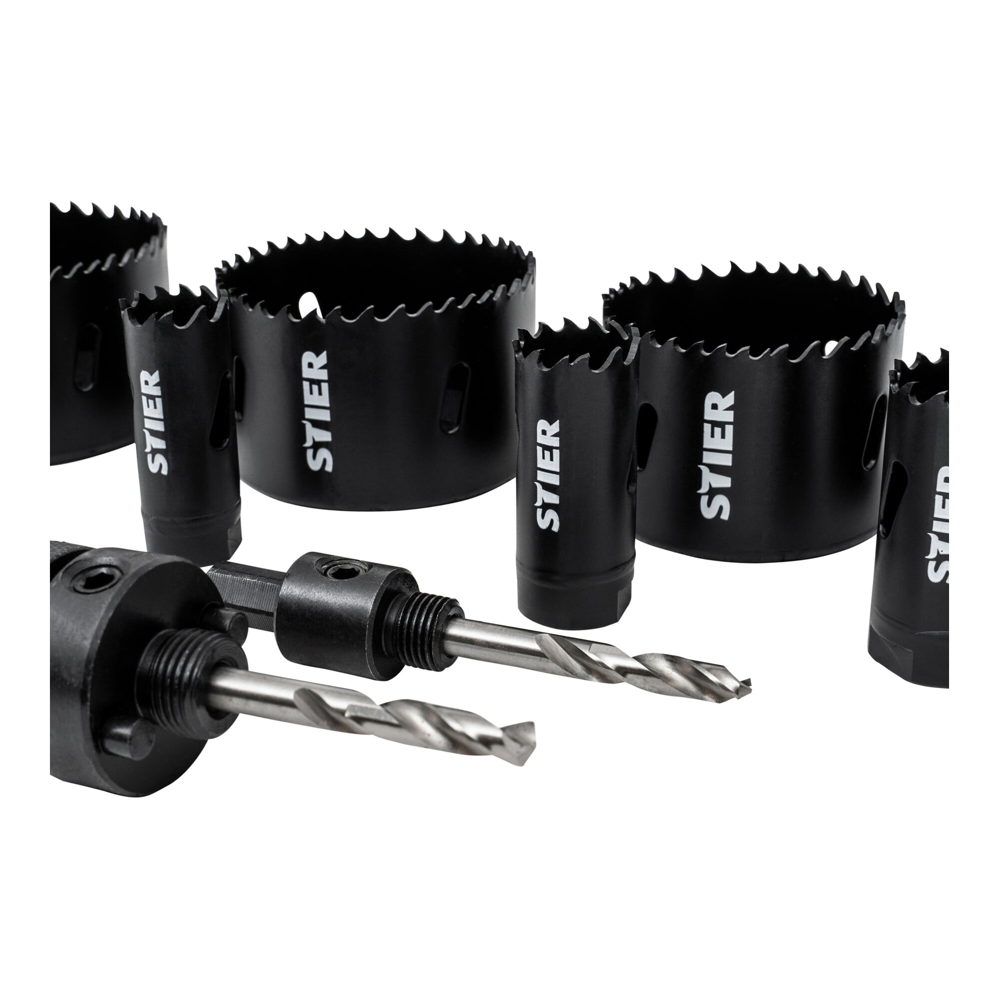 STIER Lochsägen-Set HSS-Co8 Bimetall 22 25 32 35 40 44 51 60 14-teilig 20 68 76
