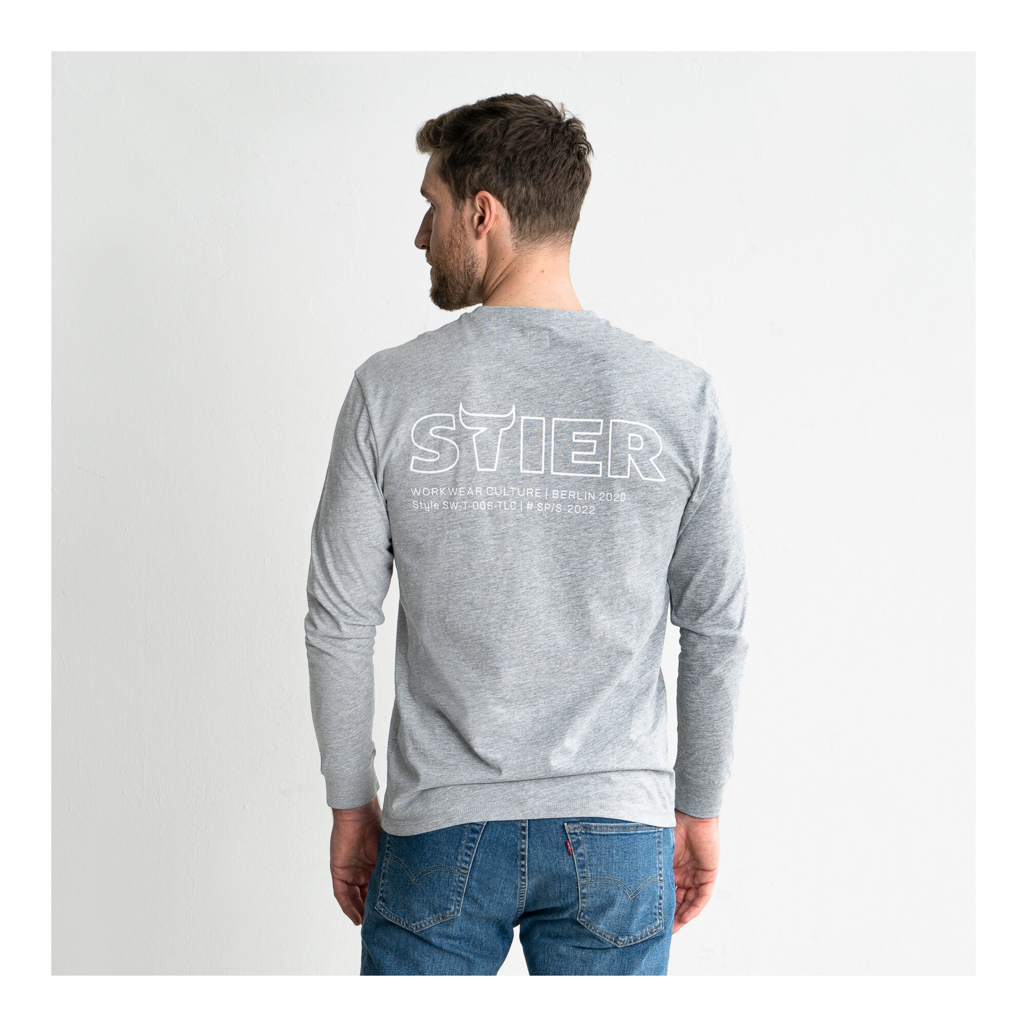 STIER Longsleeve Logo Capsule organic cotton M Grey Melange