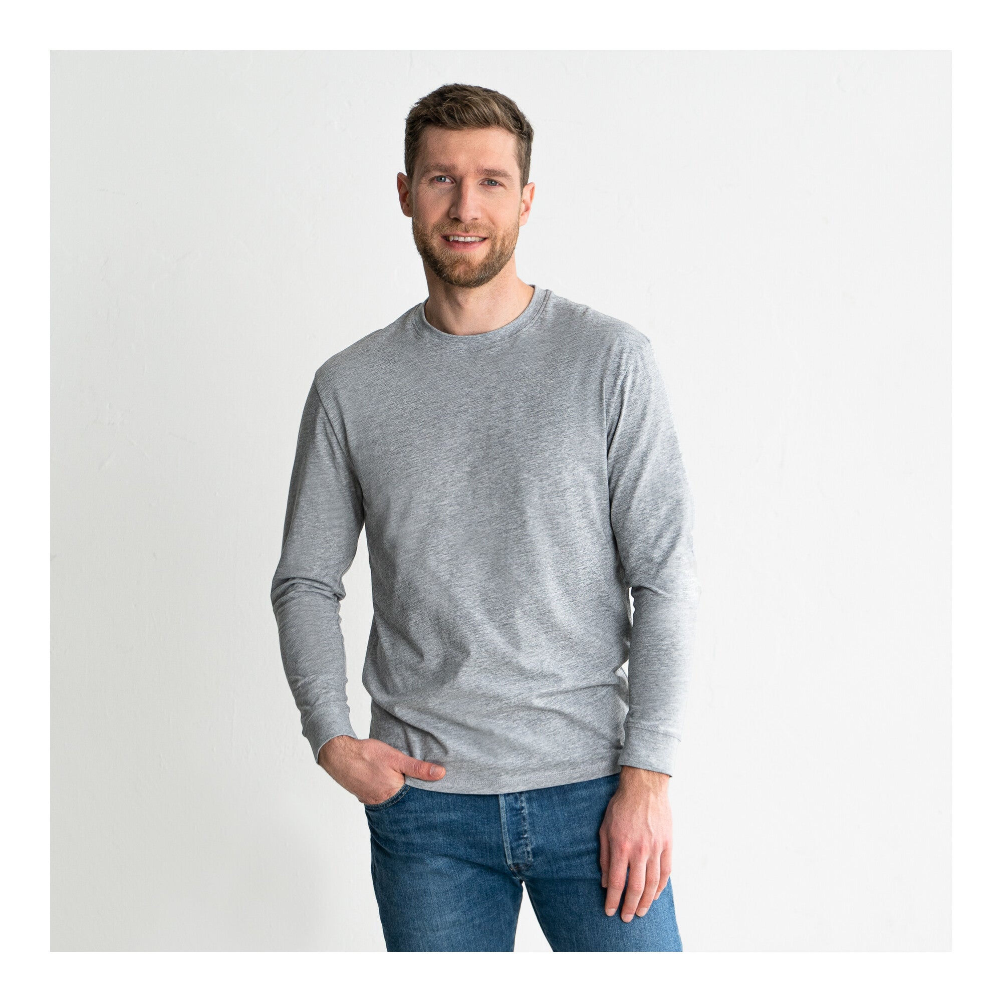 STIER Longsleeve Logo Capsule organic cotton S Grey Melange