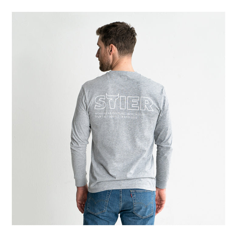 STIER Longsleeve Logo Capsule organic cotton S Grey Melange