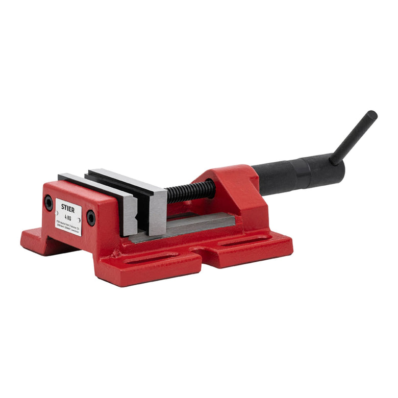 STIER machine vice, jaw width 100-120 mm, clamping width 85-110 mm, V-groove