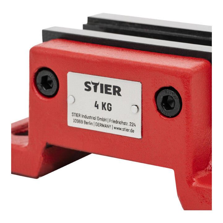 STIER machine vice, jaw width 100-120 mm, clamping width 85-110 mm, V-groove