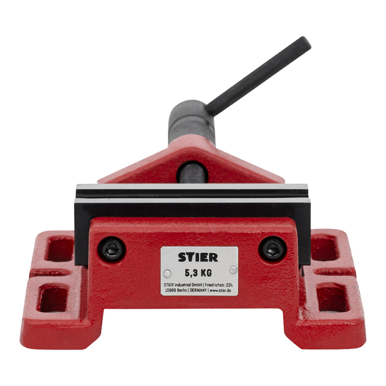 STIER machine vice, jaw width 100-120 mm, clamping width 85-110 mm, V-groove